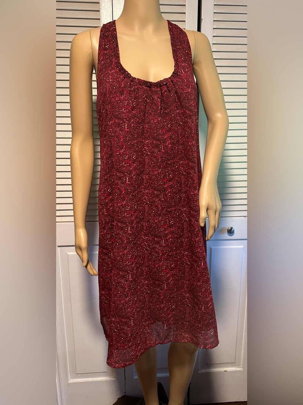 Converse One Star Sleeveless Sundress Burgundy Red Floral Paisley Women’s M